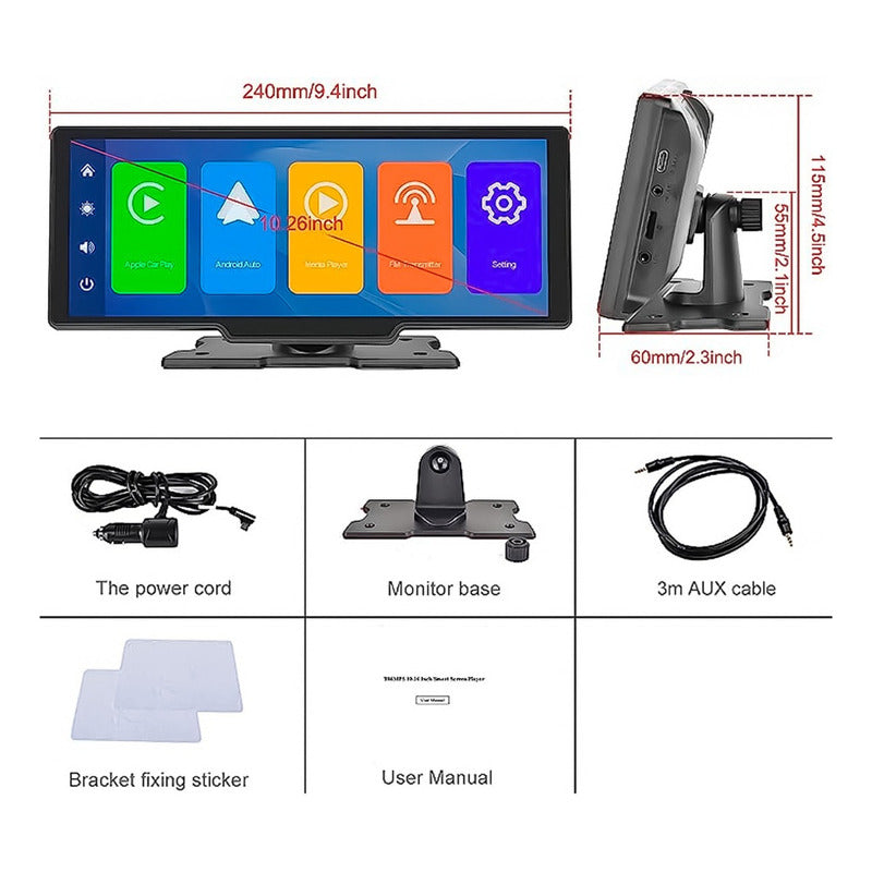 Pantalla Auto Radio Gps 10 Pulgadas Android Car Y Apple carplay
