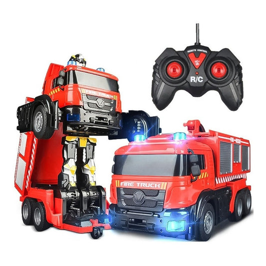 Auto A Control Remoto Bombero Lanza Agua Transformer
