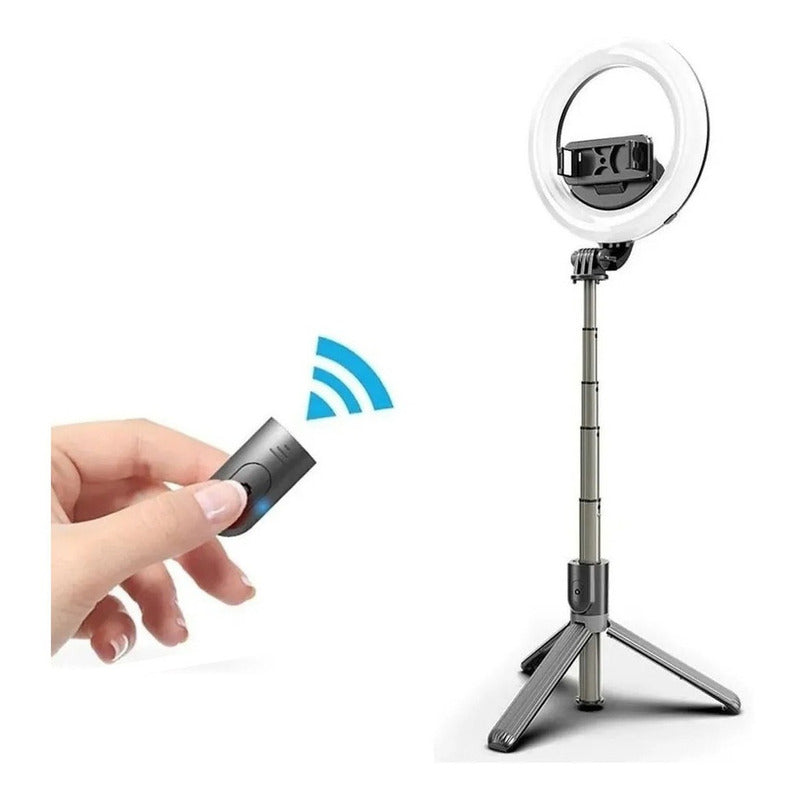 Baston Selfie Con Aro L07 Bluetooh Led Aluminio Con Tripode