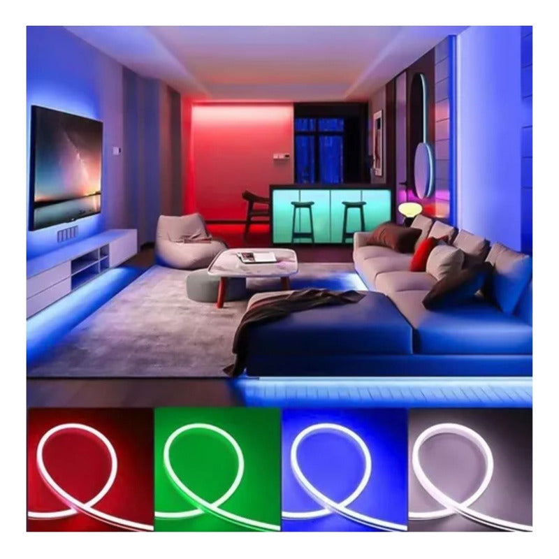 Cinta Led Rgb Flex De Neon 12v Con Luces Multicolor De 5m