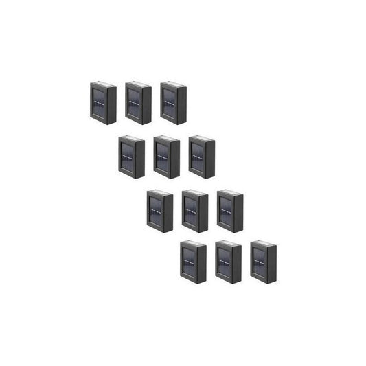 Pack 12 Foco Luz Aplique Solar Led Pared Exterior Luz Calida