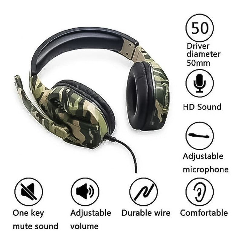 Audifonos Gamer Pc Cableado Aux 3.5mm Volumen Ajustable