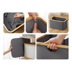 Cesto Canasto Ropa Sucia Plegable Borde Madera Con Tapa Cuadrada