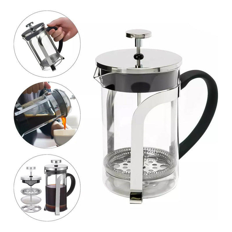 Prensa Francesa Cafetera De Lujo 1 L Acero Inoxidable Vidrio