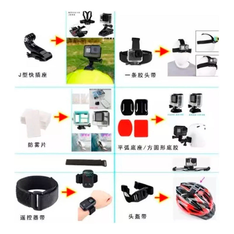 Kit Maleta Gopro Accesorios Para Camara Deportiva 50 Piezas