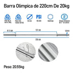 Barra Olímpica Profesional De Competición 2.20m 20kg