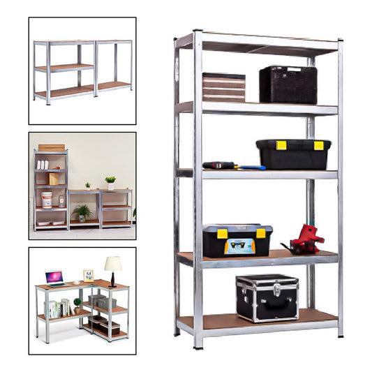2 Estantes Metalico 180x90x40 Oficina Organizador Plateado