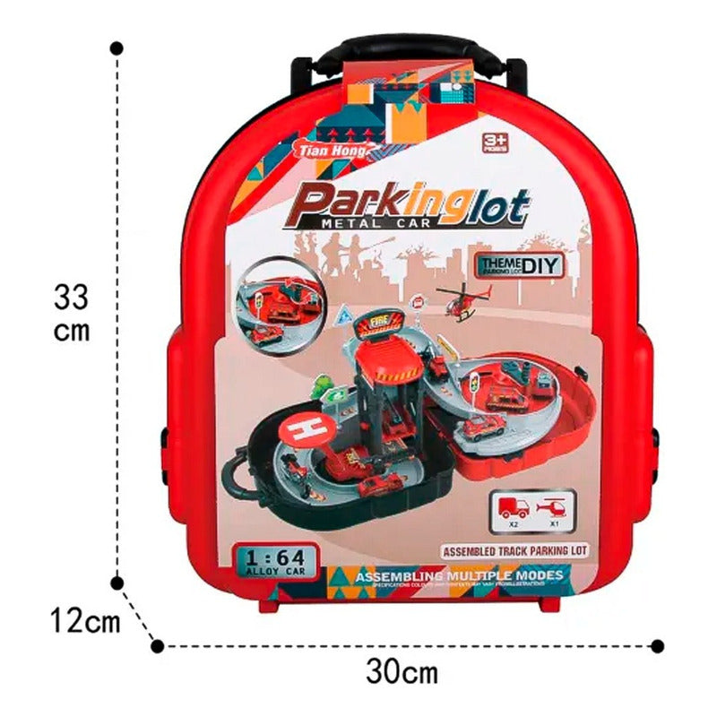Pista Auto Mochila Estacion Bombero Juguete Helicoptero Grua