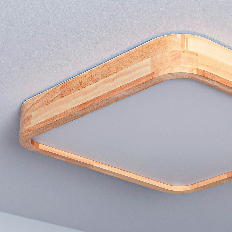 3 Foco Plafon Led Cuadrado Sobrepuesto 36w Luz Fria Madera