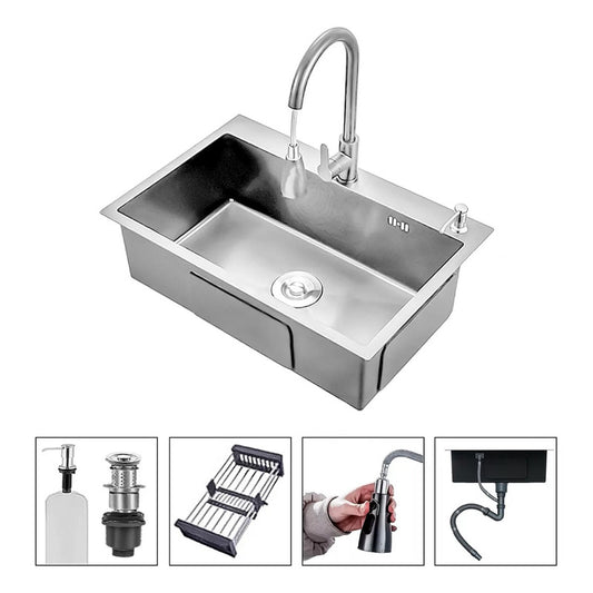 Lavaplatos 60x45cm De Acero Con Llave Dual Full Accesorios