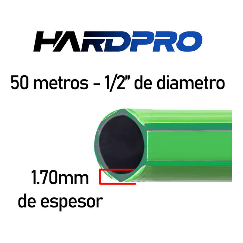 Manguera Riego Verde 50m 1/2 1.7mm Reforzada Proteccion Uv