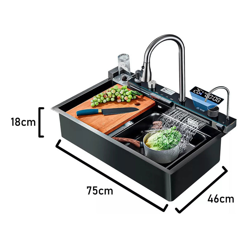 Lavaplatos Cascada Inteligente Smart Lluvia Acero Inoxidable 75x46