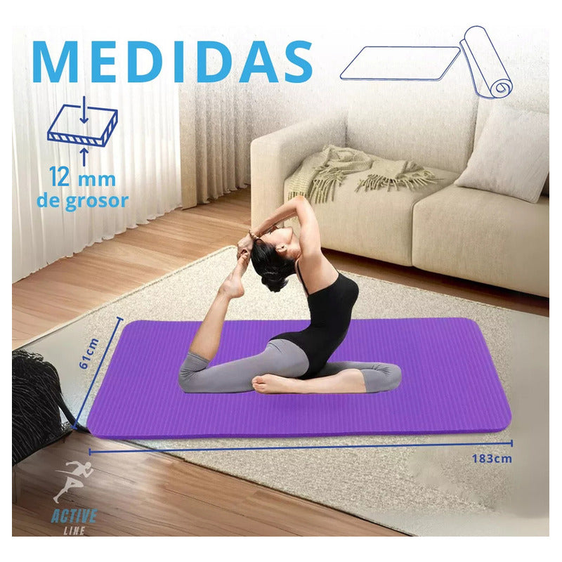 Mat Yoga 12 Mm Alfombra Resistente Gruesa Varios Colores