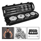 Set Mancuernas Barra Extendible 50 Kg Cromo Con Maleta