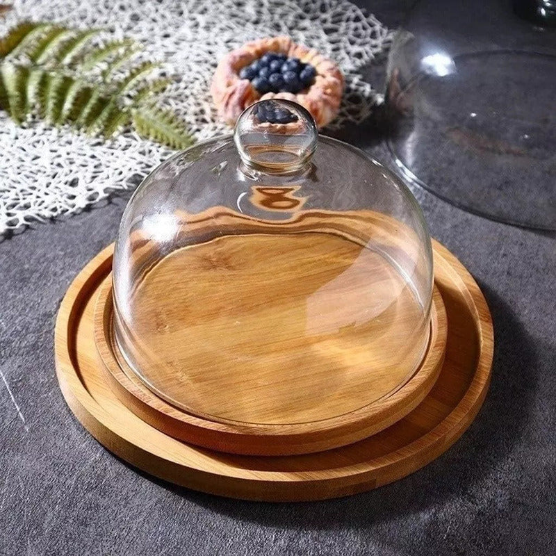 Tortera Organizador De Cocina 30cm Madera Bambu Con Tapa