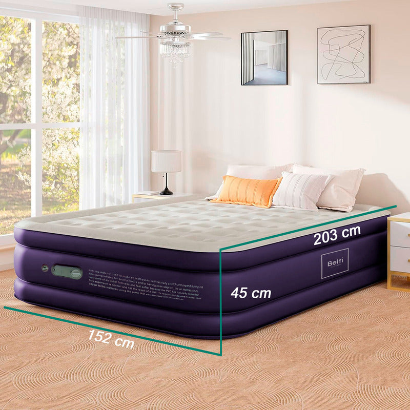 Colchon Cama Inflable Electrico Camping Glamping 2 plazas 45cm