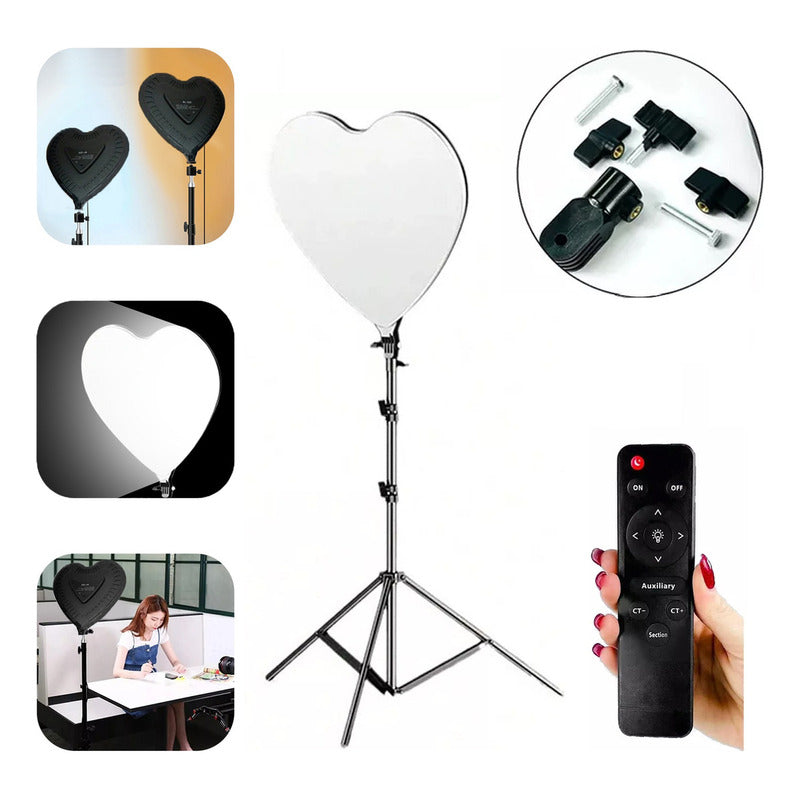 Panel Iluminacion Luz Led Fotografia Corazon Tripode Control