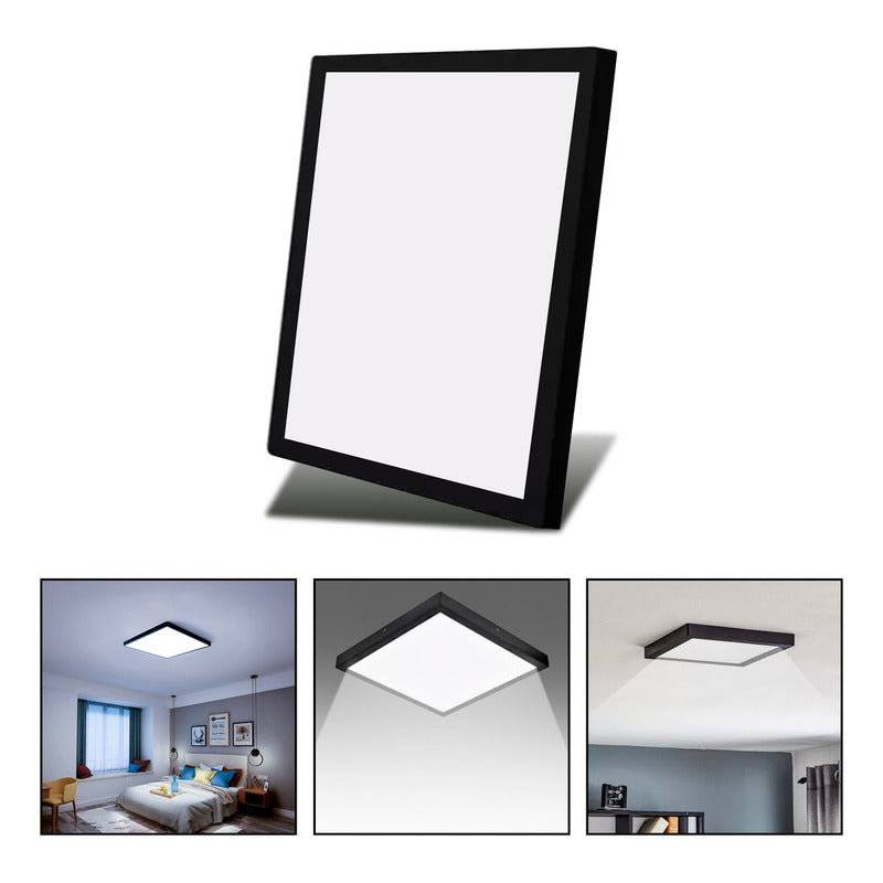 Panel Led 60x60cm Sobrepuesto Cuadrado 48w Luz Fría Negro
