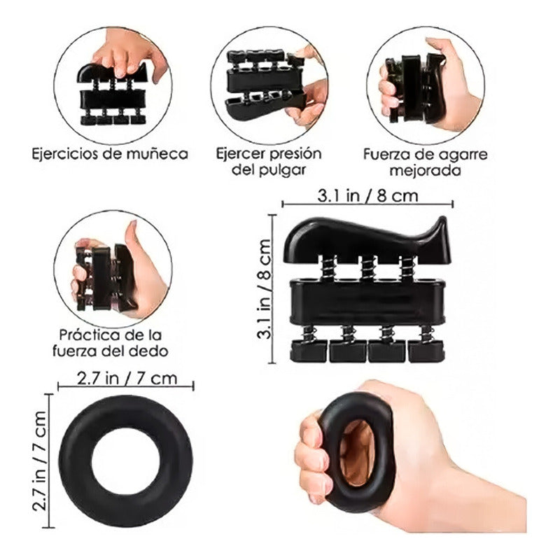Set Hand Grip Ejercitador Manos Y Antebrazo Fitnics 10-60 Kg