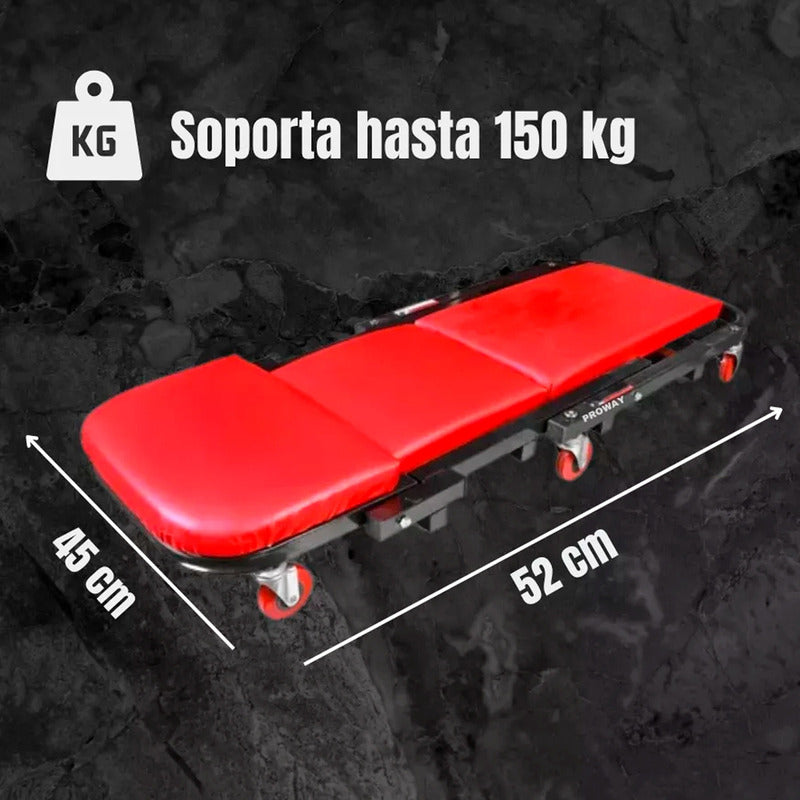 Camilla De Mecanico 6 Ruedas Plegable 150 Kg 2 En1