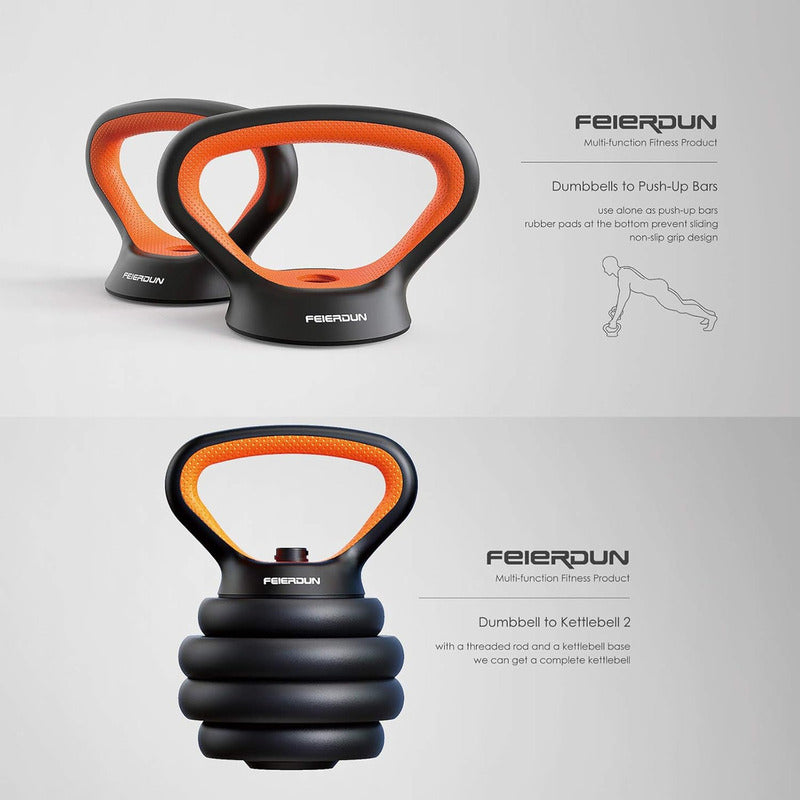 Set Mancuernas Profesional 40kg Kettlebell Barra Boomfit