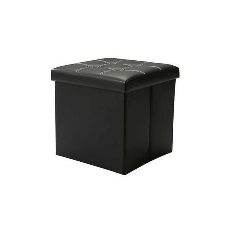 Puff Baul Silla Ecocuero Plegable Organizador 38cm X 38cm