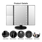 Espejo Con Luces Maquillaje Aumento 3x 24 Led 4 Pilas Aaa