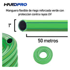 Manguera Riego Verde 50m 1 Pulgada 2.5mm Reforzada Proteccion Uv