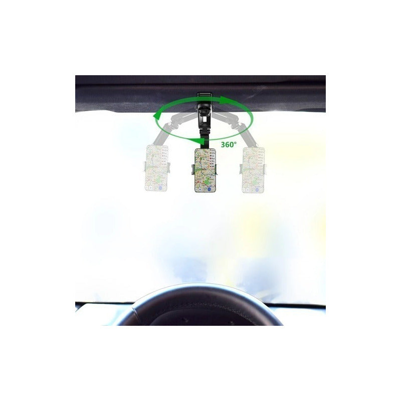 Soporte Celular Auto Clip Visera Tablero Tapasol 360° Brazo