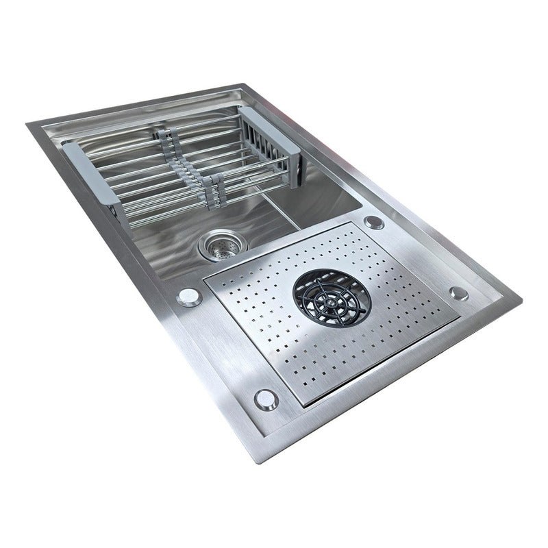 Lavaplatos 80x50cm Con Llave 2 Modos Acero 304 Lavavasos