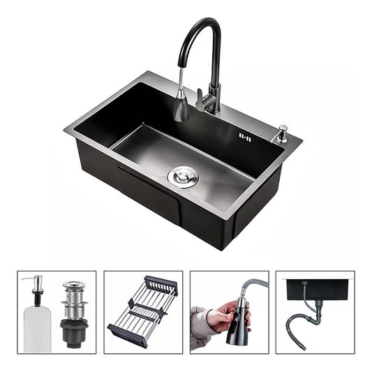 Lavaplatos 68x45cm De Acero Con Llave Dual Full Accesorios