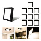10 Foco Plafon Sobrepuesto Cuadrado 18w Luz Calida B. Negro