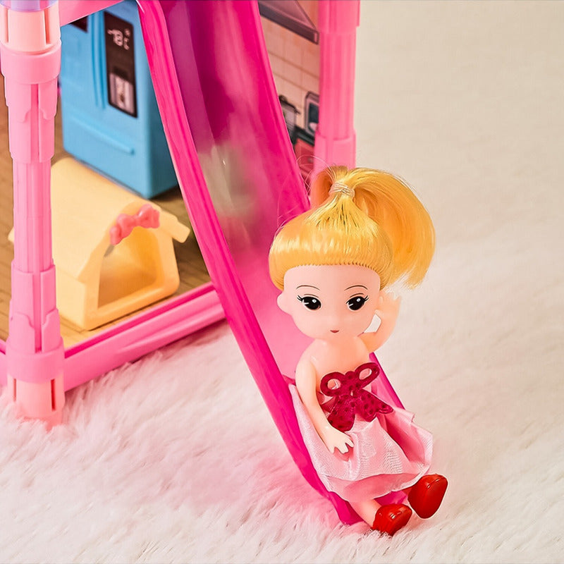 Casa De Muñecas Infantil Mascotas Y Muebles 191pcs