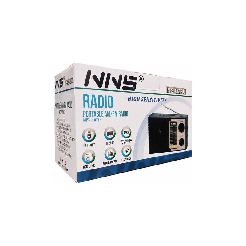 Parlante Radio Recargable Y Pilas Ns-q33u Am Y Fm/sd/usb