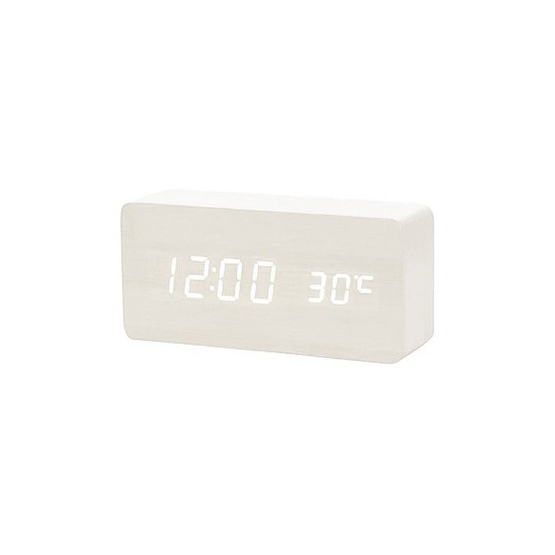 Reloj Despertador Digital De Madera Luz Lcd Pilas Y Usb 1299