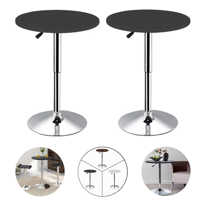 Pack 2 Mesa Bar Altura Ajustable 60x93cm Diámetro Comedor