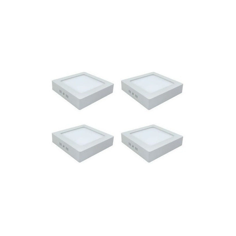 Pack 4 Foco Panel Plafon Sobrepuesto Cuadrado 18w Luz Fria