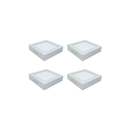 Pack 4 Foco Panel Plafon Sobrepuesto Cuadrado 18w Luz Fria