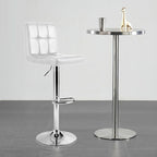 2 Silla Piso Bar Taburete Respaldo Ecocuero Altura Acolchado