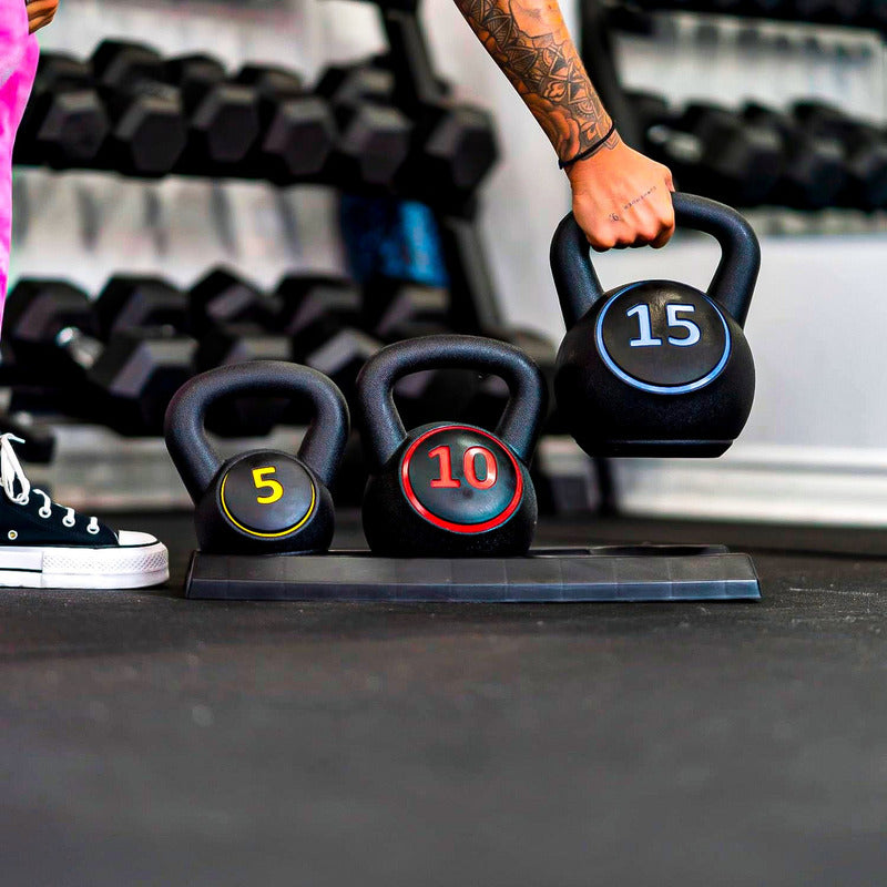 Kettlebell Set 3 Pesas Rusas 2.5/4.5/7 Kg Con Base Boomfit