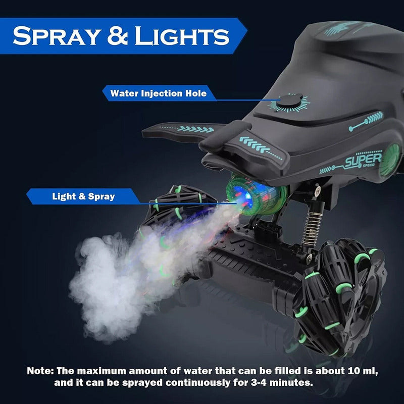 Auto A Control Remoto Monster Truck Lanza Agua Drift Luces