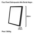 Panel Led 60x60cm Sobrepuesto Cuadrado 48w Luz Fría Negro