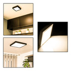 Foco Plafon Led Sobrepuesto Cuadrado 12w Luz Calida B. Negro