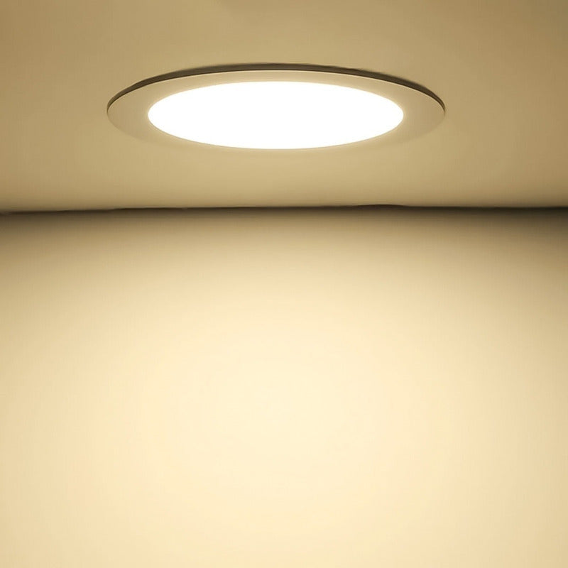 Pack 10 Foco Panel Plafon Led Embutido Redondo 18w Calida
