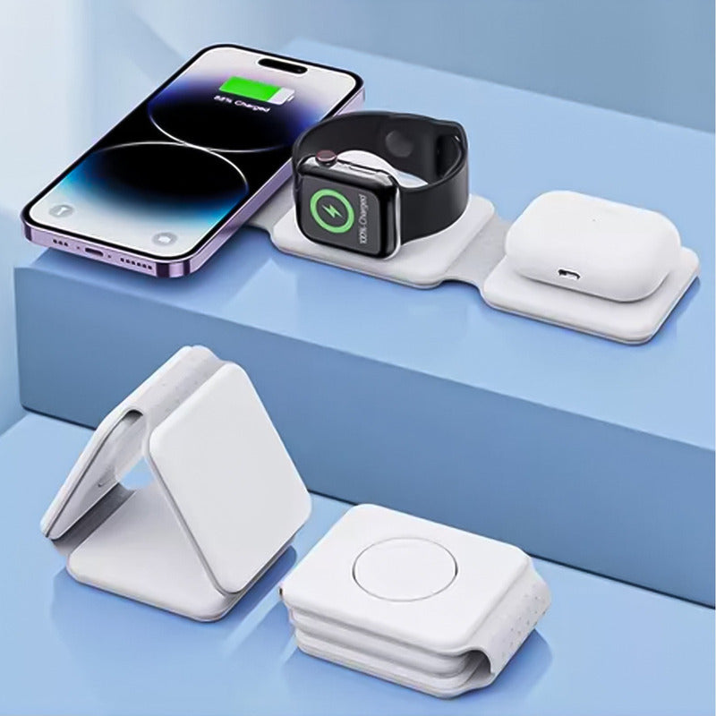 Cargador Inalámbrico Rapido Magnetico 3 En 1 Telefono Reloj