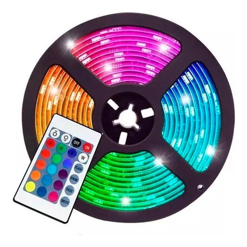 Cintas Led Colores 5050 Control Rgb 5m Versión Adhesiva