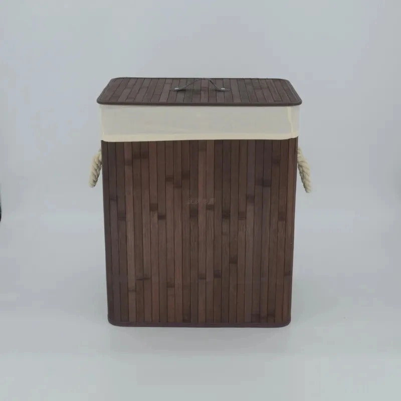 Cesto Canasto Ropa Sucia Bambu Whitmor 60 Cm Con Tapa Y Asas