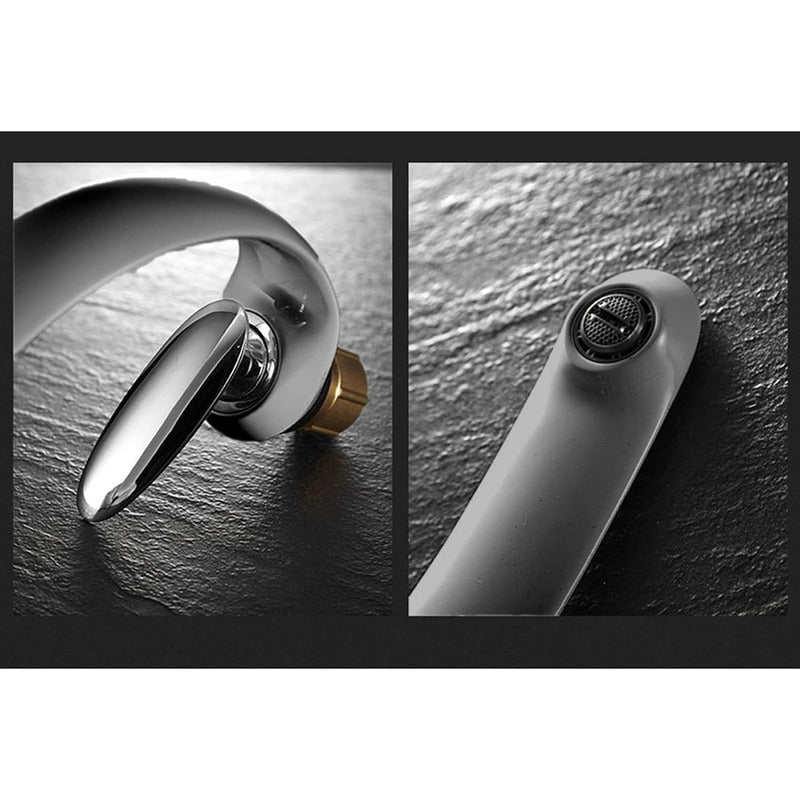 Llave Lavamanos Curva Premium Acero Inoxidable Negro Baño