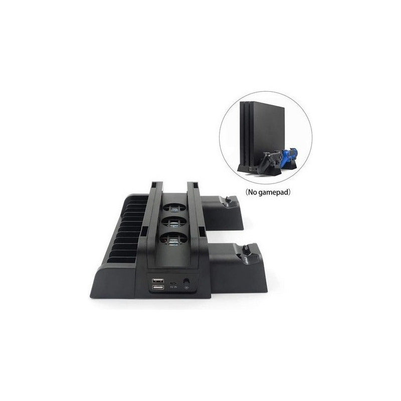 Soporte Base Ps4 Para 2 Dualshock Con Ventilador Y Juegos