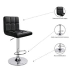 2 Silla Piso Bar Taburete Respaldo Ecocuero Altura Acolchado